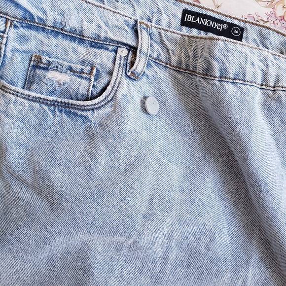 Blank NYC Acid Trip Asymmetrical Slanted Jean Denim Skirt Distressed 26 - Picture 9 of 15